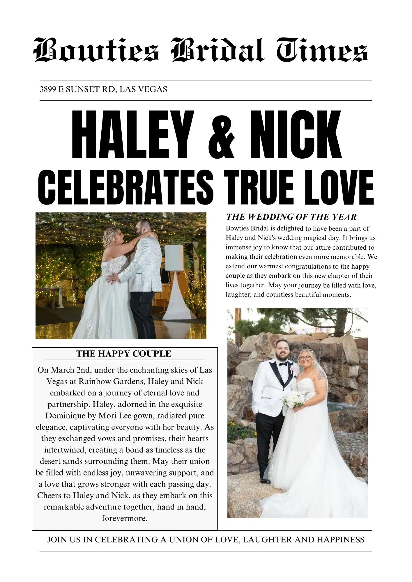 Haley &amp; Nick Celebrates True Love Image
