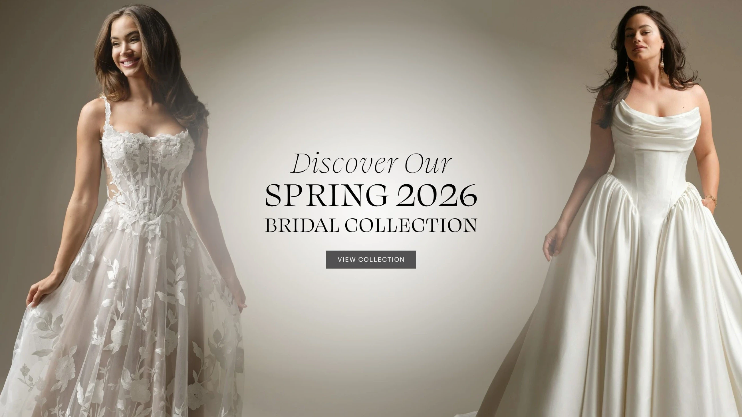 Models wearing Maggie Sottero wedding dresses, desktop banner
